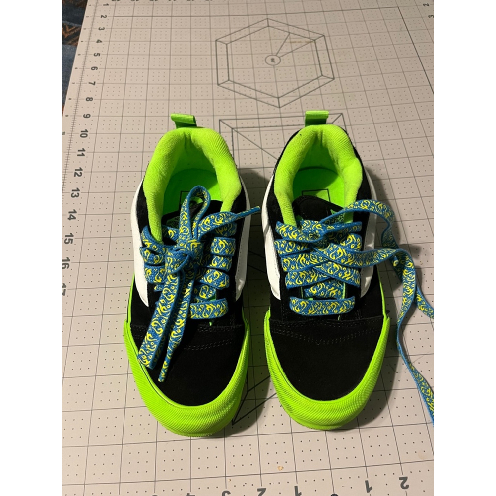 Vibrant Kids Sneakers - Black and Neon Green